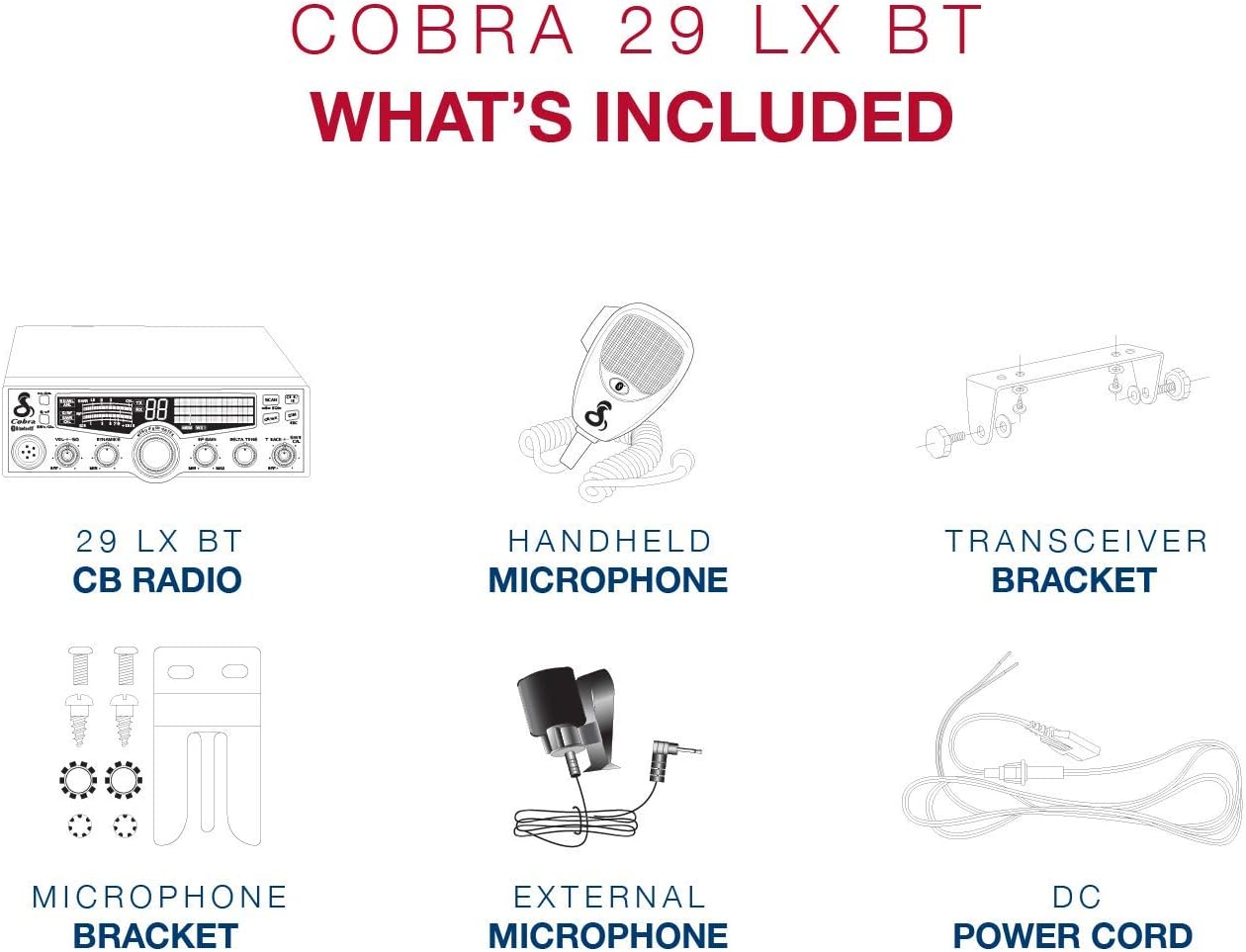 Cobra 29LXBT Professional CB Radio - Emergency Radio, Travel Essentials, Bluetooth Connectivity, Selectable 4-Color LCD, NOAA Weather and Emergency Alerts, Caller ID, Text to Speech