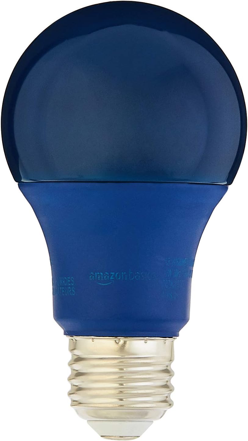Basics 60 Watt Equivalent, Non-Dimmable, A19 LED Light Bulb | Blue, 2-Pack - - 