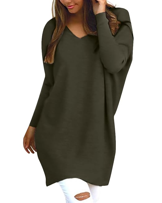 StyleDome Damen Langarm Herbst Shirt Dress Jumper Oberteil Streetwear Oversize Pullover Tops