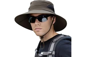 DUKARS Duakrs Unisex Wide Brim Sun Hat,Outdoor UPF 50+ Waterproof Boonie Hat Summer UV Protection Sun Caps