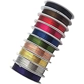 INSPIRELLE 10 Packs Copper Wire 24 Gauge Mixed Colors Craft Jewelry Beading Wire for Beginner Practice 0.5mm