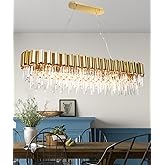 Akeelighting Gold Crystal Chandeliers Rectangle Modern Crystal Chandelier Lighting for Dining Room19 Light Contemporary Ceili