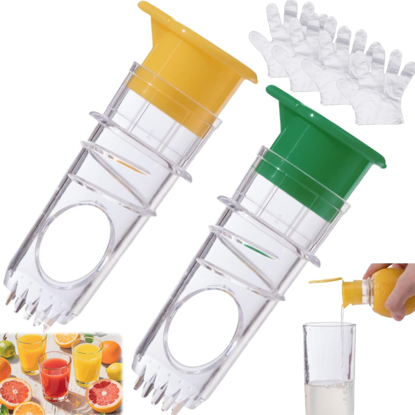 Photo 1 of 2025 New Screw-Top Lemon Squeezer, 2-Pack Lemon Squeezer,Lemon Juicer,Lime Squeezer With Built-In Filter Easy To Use, 4 pairs of disposable gloves