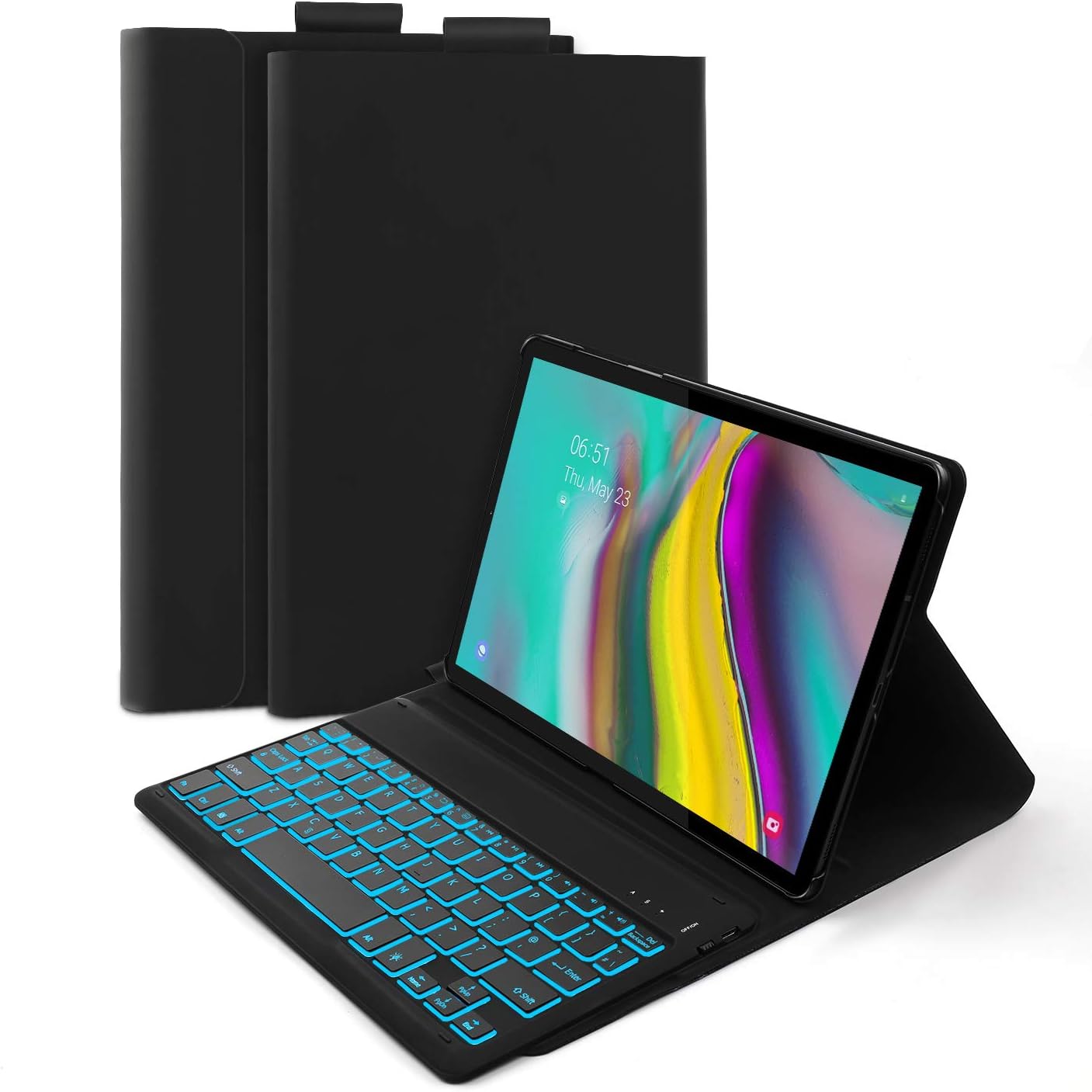 Tonb Shop Samsung Galaxy Tab S5e Keyboard Case, Backlit UK Layout Keyboard - 7 Color Backlit Wireless BT Keyboard with Ultra Slim Leather Cover for Galaxy Tab S5e 10.5 SM-T720/T725 Tablet, (Backlit)