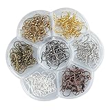 Ear Wires, Heirtronic 140 Pieces Stainless Steel Fish Earring Hooks with Transparent Storage Box, 7 Colors