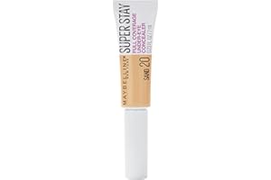 Maybelline New York Super Stay Super Stay Full Coverage, Brightening, Long Lasting, Under-eye Concealer Liquid Makeup Forup to 24H Wear, With Paddle Applicator, Sand, 0.23 fl. oz.