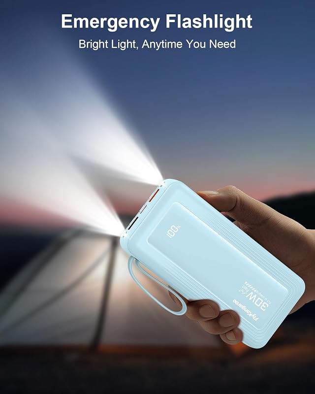 Batterie externe 27 000 mAh avec 4 câbles intégrés, fonction de charge
