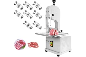 POWKOL 1500W Electric Bone Saw Machine with 8 HSS Saw Blades, 0.04-7.8" Cutting Thickness Table Meat Band Saw, 19.3x15.3" Stainless Steel Workbench Meat Cutter Machine, Meat Saw for Butchering at Home(1500W)