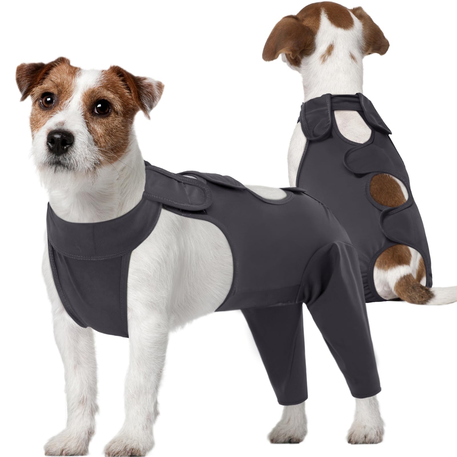 Kuoser Dog Recovery Suit After Surgery, Comfortable Cone Alternative, Post-Op Body Suit With Legs for Male Female, Prevent Licking Onesies, Grey M