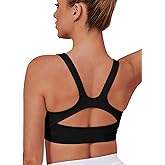 Gefyvcf Women's Supportive Sports Bra, Medium Support, Seamless, Wireless, Racerback, Removable Cups