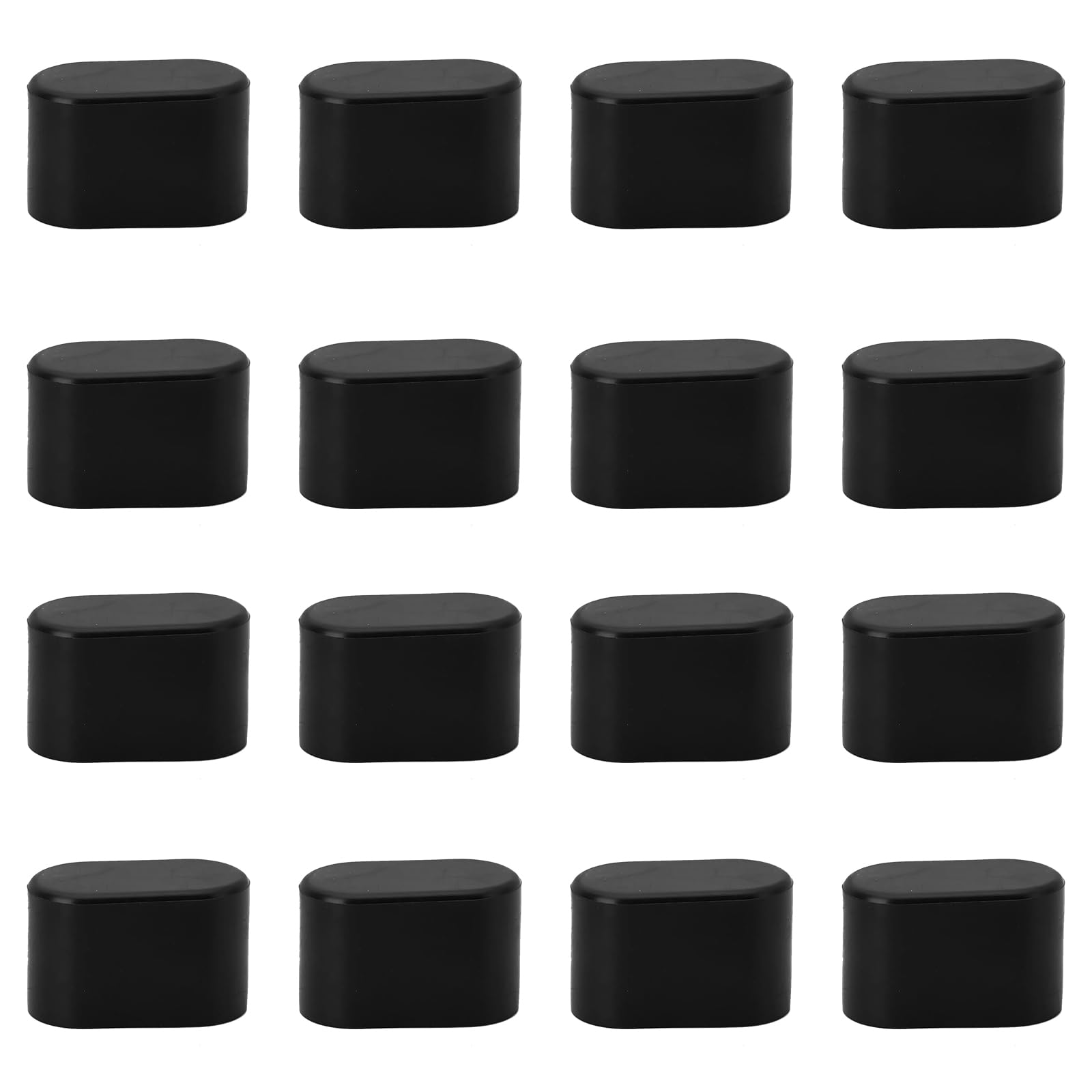 Leliafleury 16Pcs Rubber Leg Tips 16mm x 34mm Black Chair Leg Covers Oval Rubber Furniture Feet Replacement Tips for Tables Chairs Desks