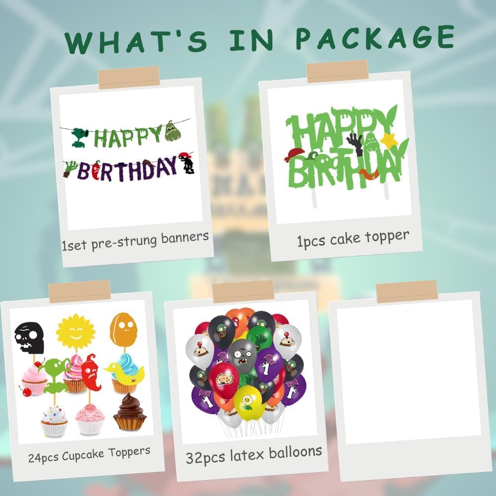 Mua Plants Vs Play Game Zombies Party Kit -HAPPY BIRTHDAY Banner, Cake ...