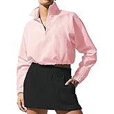 INFITTY Women's Lightweight Jacket Cropped Long Sleeve Workout Tops Quarter Zip Pullover Athletic Shirts