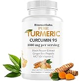 Biorootlabs Turmeric Curcumin Supplement - 95% Curcuminoids with Bee Propolis, Ginger & Black Pepper - Enhanced with Vitamin C (1pc)