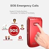 uleway Big Button Unlocked Senior Flip Phone GSM 2G SOS 1000mAh Red view 4