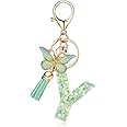 OKAICEN Fashion Alphabet Initial Letter Keychain Tassel Butterfly Pendant Key Ring for Purse Handbags Women Girl
