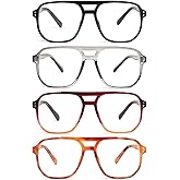 KoKoBin Aviator Reading Glasses for Women Men,4 Pairs OversizedBlue Light Blocking Spring Hinge Readers