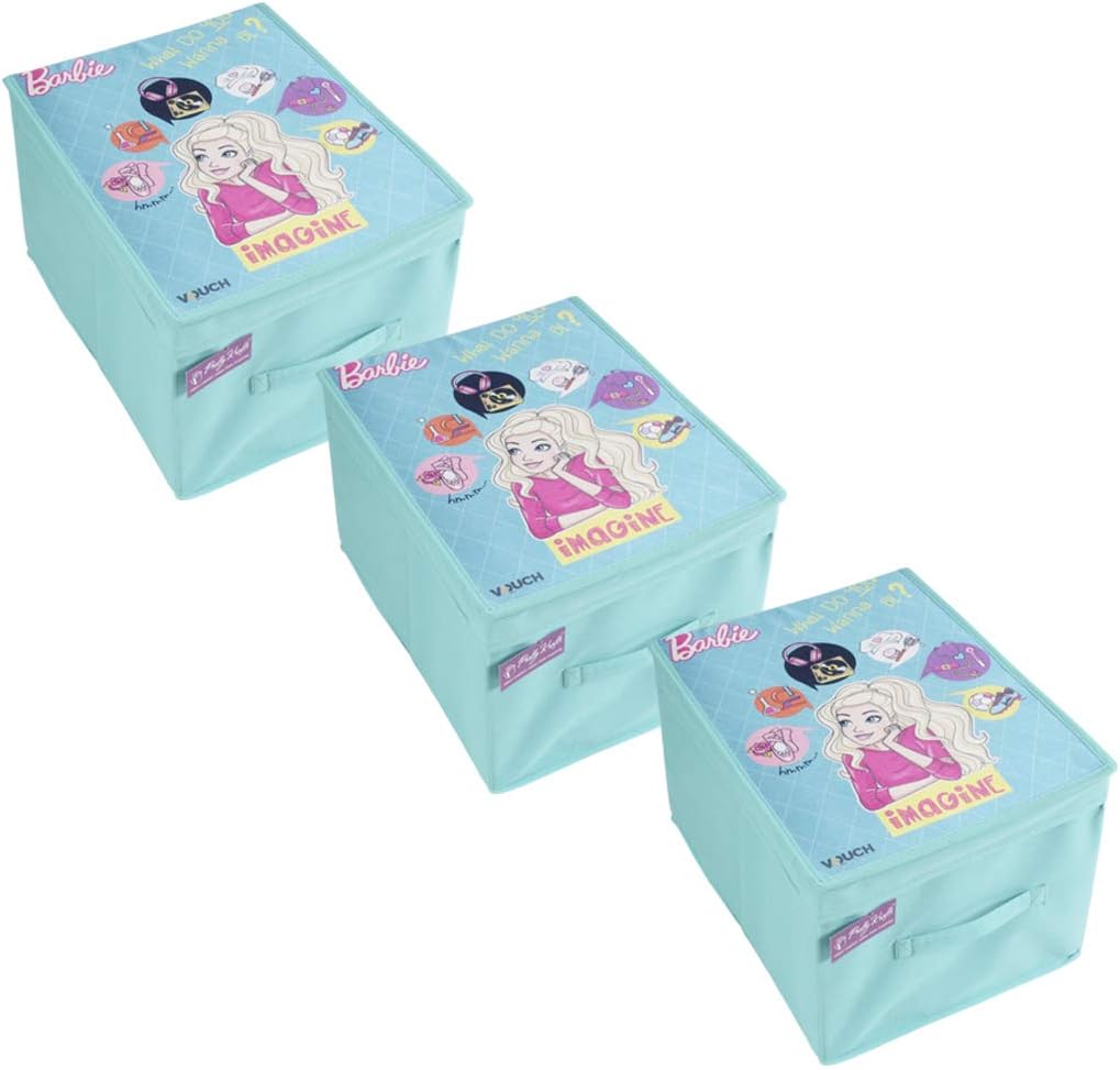 PrettyKrafts Barbie Toys Organizer (Set of 3 pcs), Storage Box for Kids