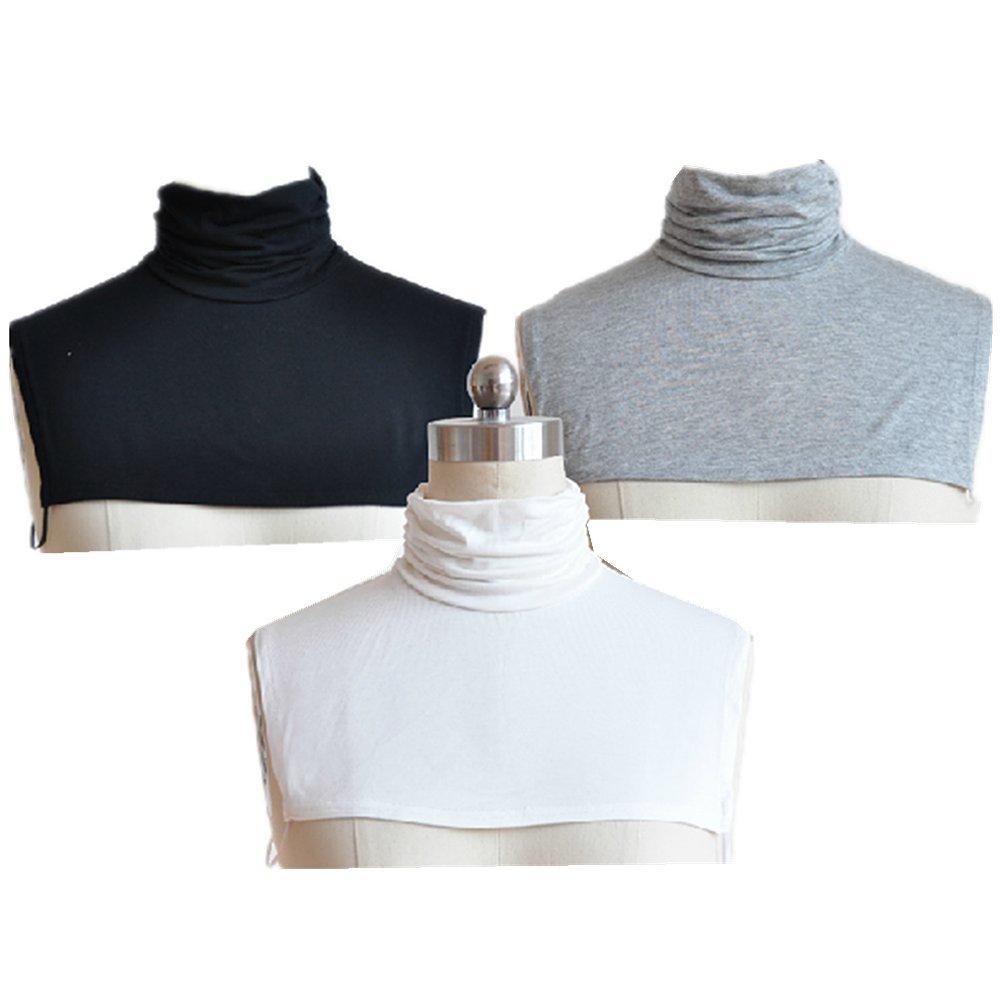 Meboom 3PCS Womens Neck Dickey Modal Neck Inserts False Fake Turtleneck Half Top Collar Shoulder Cover,White Black Grey