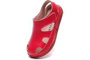 DADAWEN Boy's Girl's Leather Soft Closed Toe Outdoor Beach Summer Sport Sandals Water Shoes (Toddler/Little Kid/Big Kid)