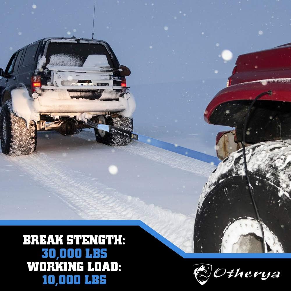 Recovery Tow Strap 3'' x 30 ft - Lab Tested 30,000lb Break Strength - Heavy Duty Draw String bag Included - Triple Reinforced Protective Loop - Ensure Peace of Mind - Emergency Off Road Towing Rope: Automotive