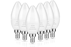 Volxon LED Candelabra Bulbs, E12 Ceiling Fan Light Bulbs Small Base, 6W Equivalent 60W, Daylight White 5000K 600 Lumens, B10/B11 Type B Chandelier Light Bulbs, Non-Dimmable, 6 Pack