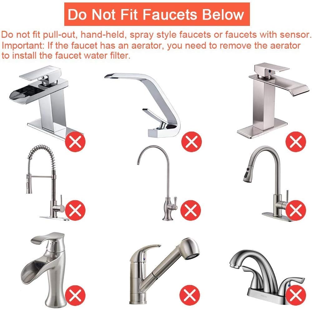 Faucet Water Filter, 304 Stainless-Steel Filtration System, Large Water Flow, Water Purifier, Reduce Chlorine, Lead Reduction, Double Outlet, Fits Standard Faucets (2 Filter Cartridges Included): Industrial & Scientific