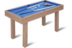 RAYKEEP Pool Table, Mini Billiard Game Table w/Balls, Cues, Chalk, Brush and Triangle, Indoor Compact Arcade Game Table for Living Room, Game Room