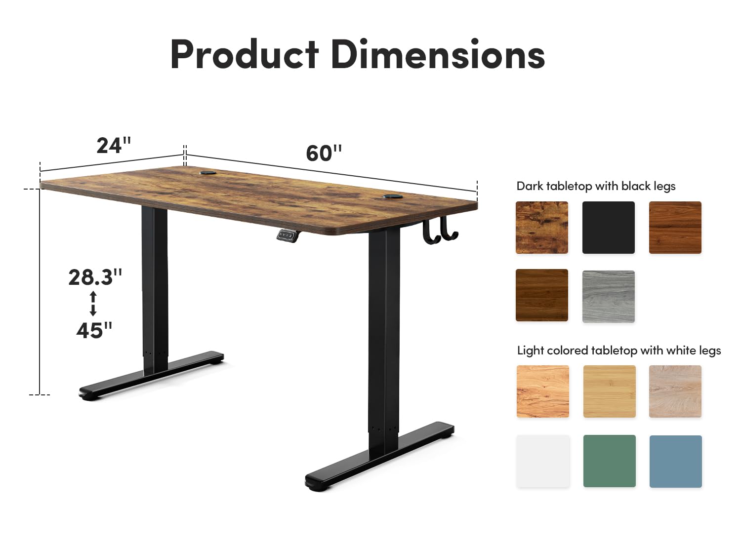 FEZIBO Electric Standing Desk, 60 x 24 Inches Height Adjustable Stand up Desk, Sit Stand Home Office Desk, Computer Desk, Rustic Brown