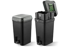 Mounting UP Pet Litter Trash Can for Outdoor & Indoor Dog Cat Waste Station with Lid Hands-Free Pedal 1.32 Gallon Inner Bin H
