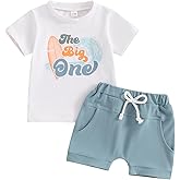 Baby Boy First Birthday Outfit The Big One Short Sleeve T-Shirt Top Shorts Set 2Pcs Summer 1st Birthday Clothes