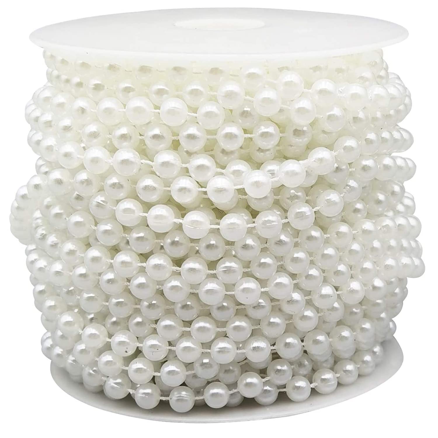 82Feet/25Meter Length Christmas Bead Garland Faux Pearl Beads Chain Christmas Tree Garland Chain Decorations for Xmas Tree Holiday Wedding DIY Decoration Supplies (6mm/25m/White)