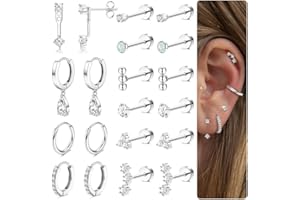 MILACOLATO Hypoallergenic Flat Back Earrings 14K Gold Plated Cartilage Earring Sets for Multiple Piercing 20G Surgical Stainless Steel Earrings for Women Trendy Earring Stacks Small Hoop Flatback Stud Earrings