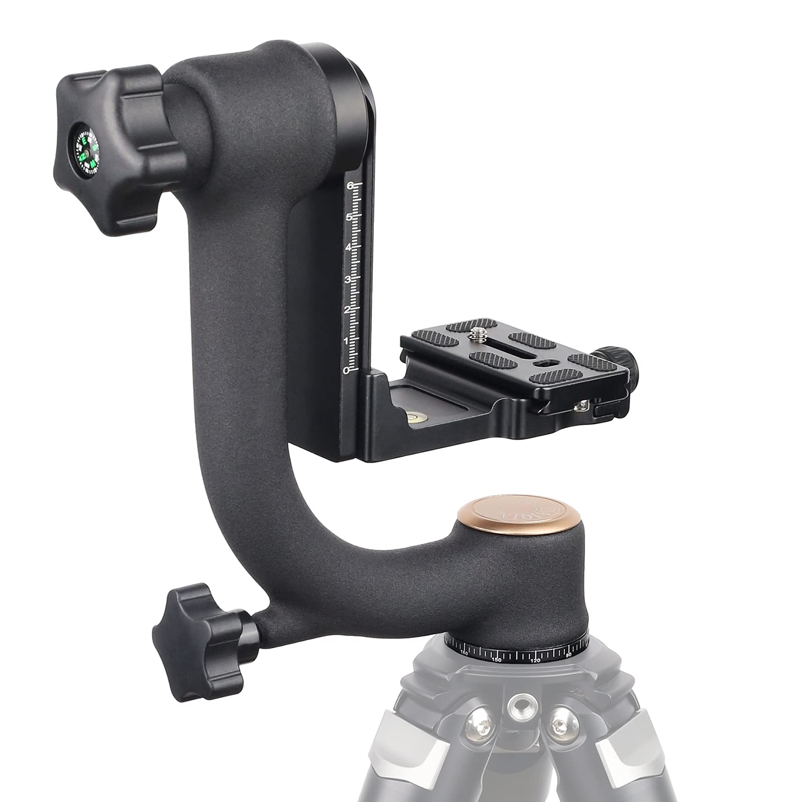 ARTCISE Professional Gimbal Tripod Head, Heavy Duty Heads with Standard 1/4'' Quick Release Plate and Bubble Level for DLSR Camera Tripod,Max load 20KG/44LBS