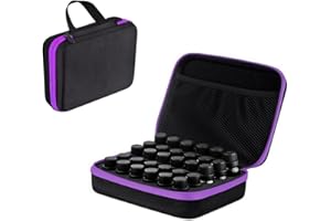 BLIRITEL EVA Essential Oils Organizer, 30 Bottles Hard Shell Essential Oil Storage Carrying Case, Essential Oils Boxes Holds 30 Bottles with 5ml,10ml,15ml (Purple)