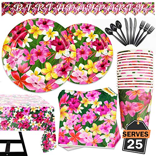 Luau Paper Plates. Blue Panda Hawaiian Party Supplies Serves 24 Luau