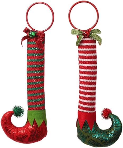 Regalo Di Natale 2.Amosfun Decorazioni Per Albero Di Natale 2 Pezzi Appesi Ornamenti Stivali Elfo Con Regali Di Festa Campane Tintinnanti Amazon It Illuminazione