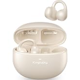 Kinglucky Upgraded Clip-On Earbuds Comfortable fit &amp; Crystal-Clear Sound, 40H Playtime Open Ear Buds Bluetooth6.0 Wireless Headphones for Women Ideal for Small Ears,Sports,Workouts,Glasses White