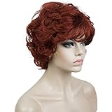 Lydell Women's Short Curly Wavy Wig Synthetic Hair Full Wig 6 inches (130 Fox Red)