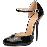 MAIERNISI JESSI Unisex Men's Women's Round Toe Ankle Buckle D-Orsay Stiletto High Heel Pumps