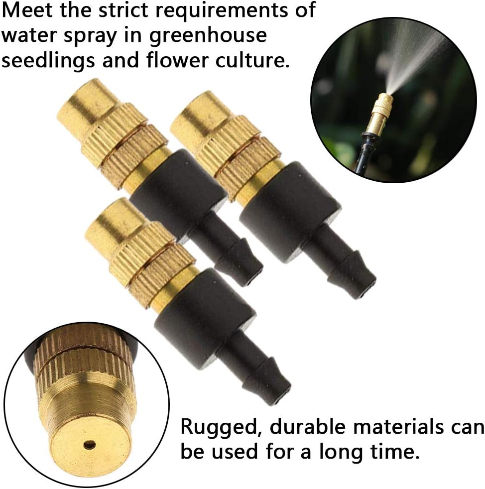 BETOY 15pcs Brass Spray Nozzle, 4/7mm Adjustable Sprinkler, Garden Lawn Atomizer, Quick Connect, Black with Golden - Image 3