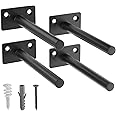 LEOPO Black 4 Pack-5 inch Floating Shelf Bracket, Hidden Brackets for Floating Wood Shelves