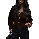 Floerns Women's Long Sleeve Cardigan Sweater V Neck Button Down Knit Fall Clothes Coat