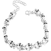 ERLOSYA 13 Skull Bead Stainless Steel Bracelet for Men Women – Gothic Punk Biker Style Link Bracelet, Durable Silver Tone Jewelry Gift
