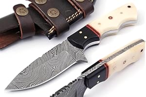 POLO CRAFT Custom Handmade Fixed Blade Hunting Bone Handle Tracker Knife - 8 Inch hand Forged Full Tang Knives For Hunting, Outdoor Camping, Hiking, Fishing, Bushcraft Knives With Leather Sheath. (Bone Reson Knife-1)
