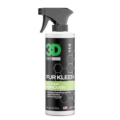 3D Fur Kleen - Pet Hair Remover & Cleaner - Loosens Embedded Pet Fur for Easy Removal - Safe for Carpets, Upholstery & Auto Interiors, 16 Ounce