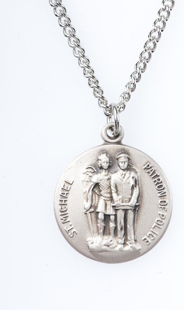 Sterling Silver Catholic Patron Saint Dime Size Medal Pendant, 3/4 Inch