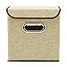 EZOWare 4pc Storage Basket Bins with Lid - Linen lidded Fabric Folding Boxes Cubes Containers - Beige, 9.8 x 9.8 x 9.8 inches