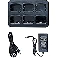 Teseko Six-Way Charger Multi Unit Charger for Motorola NNTN4497CR NNTN4497DR NNTN4496 CP040 CP140 CP150 CP160 CP180 CP200 CP200D CP250 CP380 PR400 EP450 EP450S DEP450 GP3688 GP3188（Thick Version）