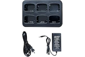 Teseko Six-Way Charger Multi Unit Charger for Motorola NNTN4497CR NNTN4497DR NNTN4496 CP040 CP140 CP150 CP160 CP180 CP200 CP200D CP250 CP380 PR400 EP450 EP450S DEP450 GP3688 GP3188（Thick Version）